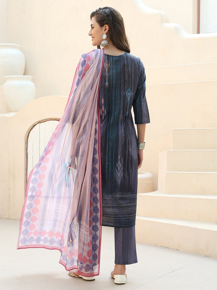 Ikat Mirage Straight Suit Set