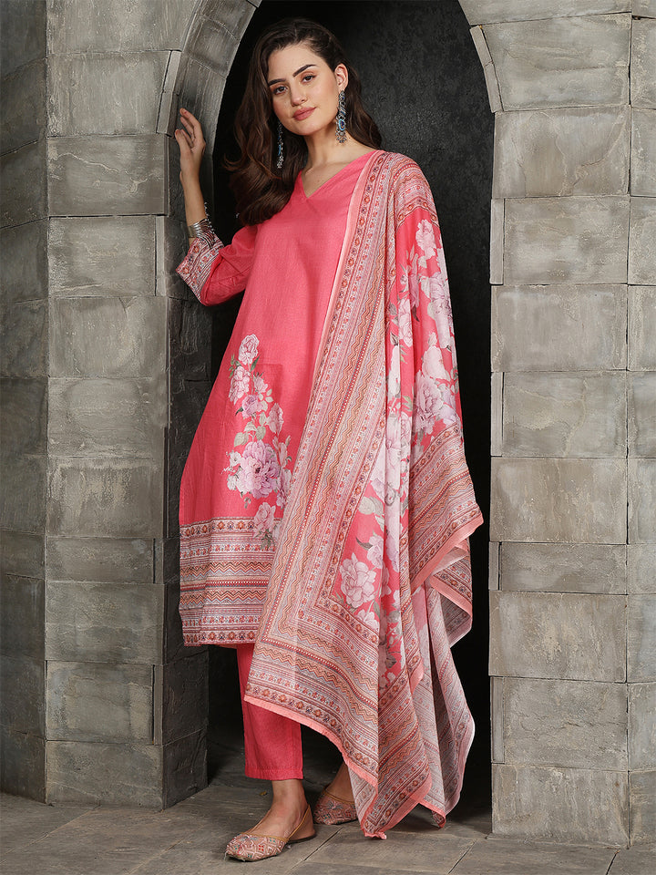 Mocha Abstract Charm – Pure Cotton Digital Print Suit Set