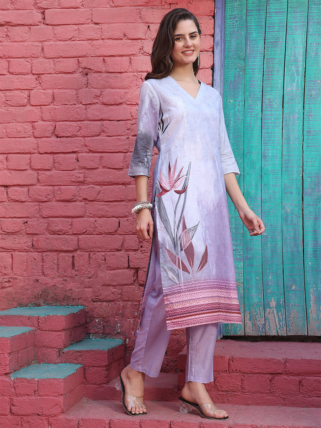 Lavender Dreamscape – Pure Cotton Digital Print Suit Set