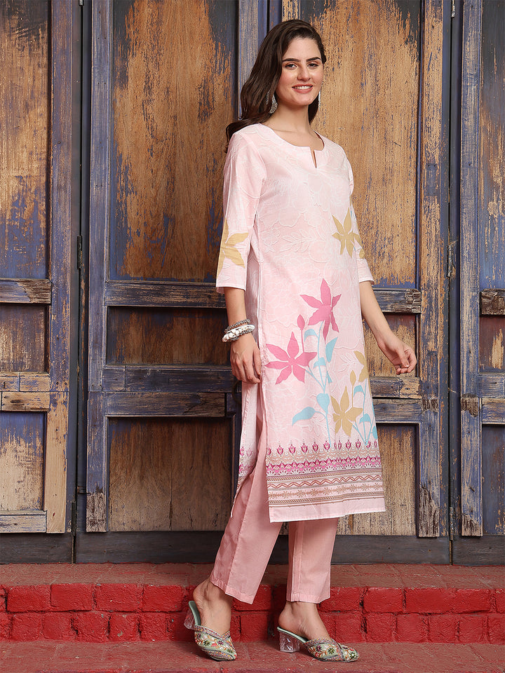Blush Meadow – Pastel Pink Cotton Suit Set