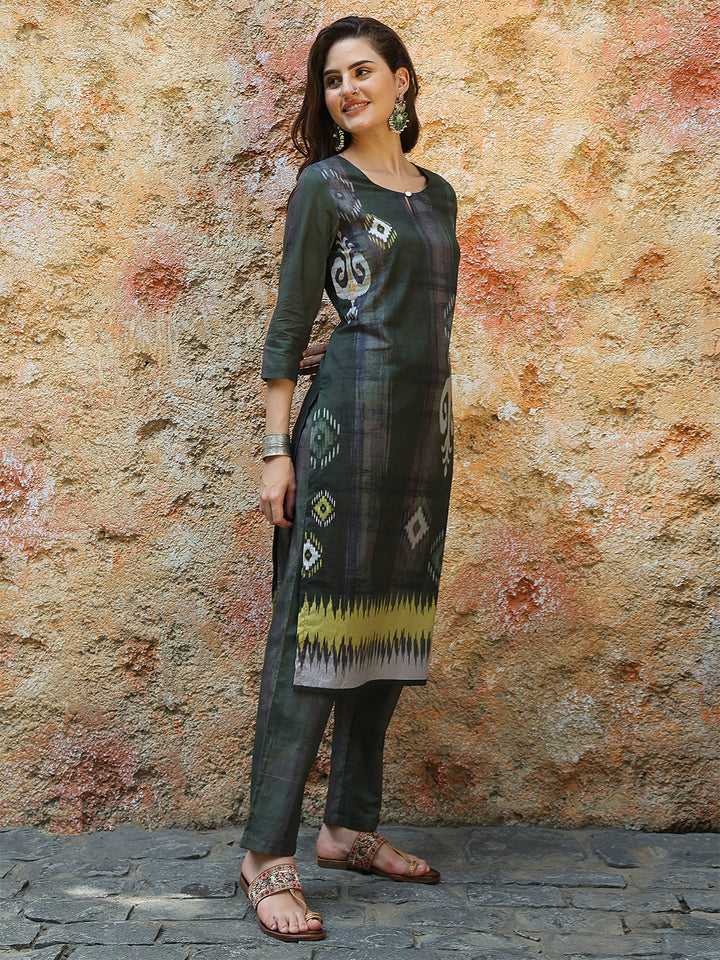 Forest Glow Ikat Suit Set