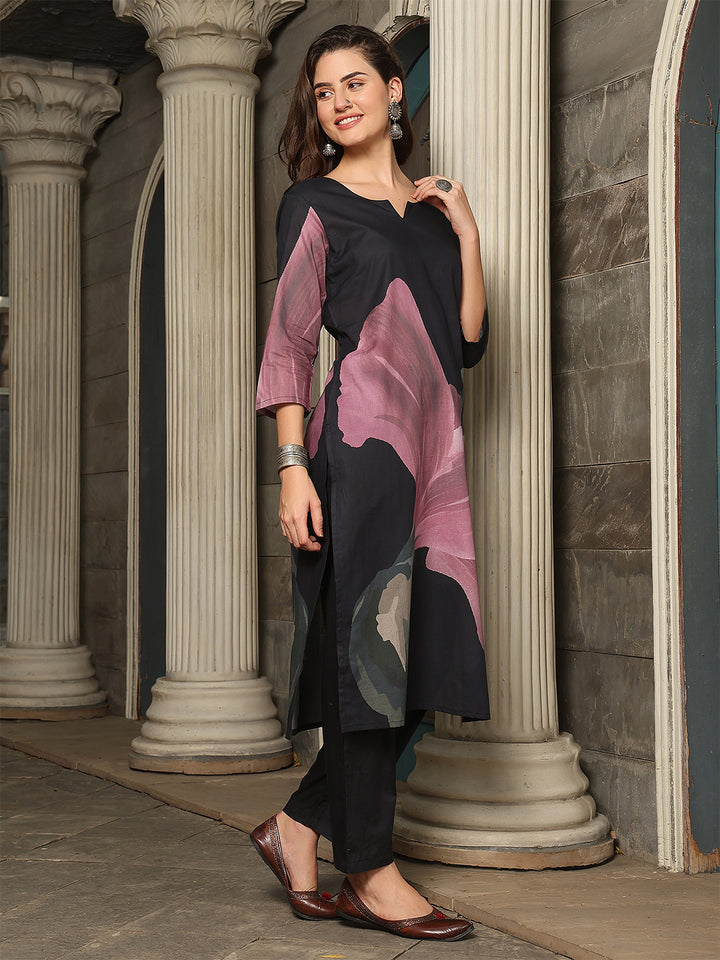 Midnight Petal Straight Suit Set