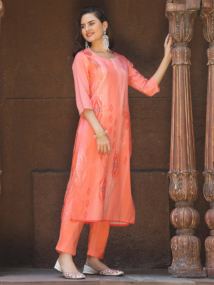 Coral Ikat Charm Suit Set