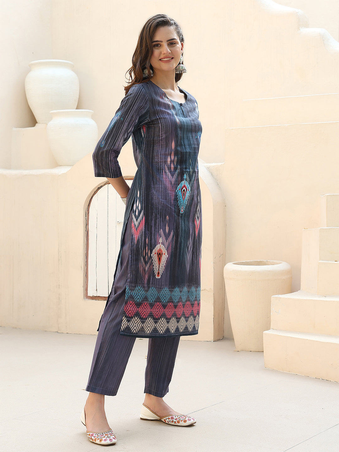 Ikat Mirage Straight Suit Set