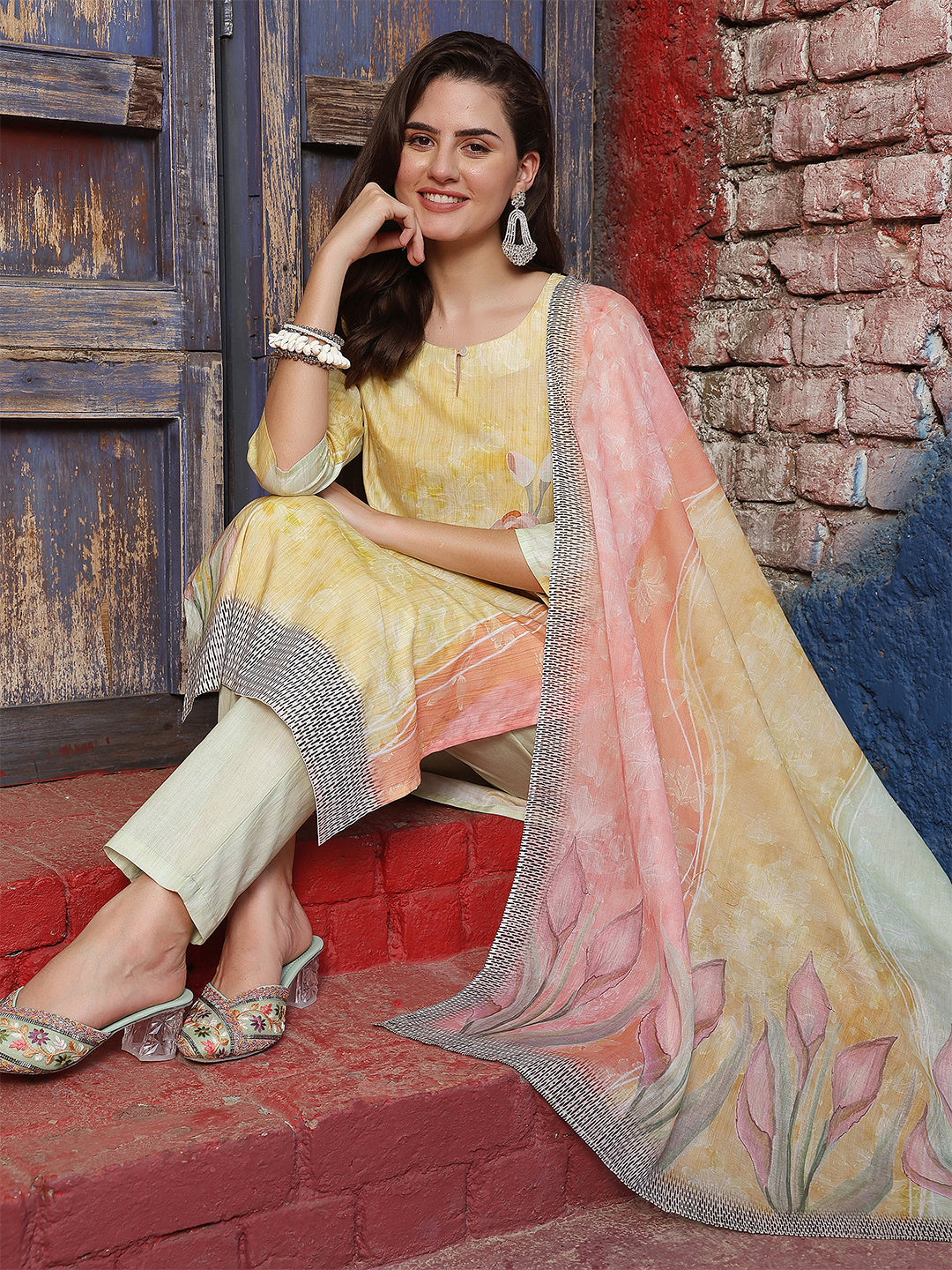 Morning Glow – Yellow Cotton Suit Set
