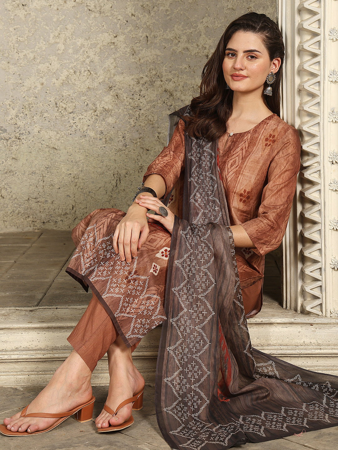 Earthy Ikat Aura Suit Set