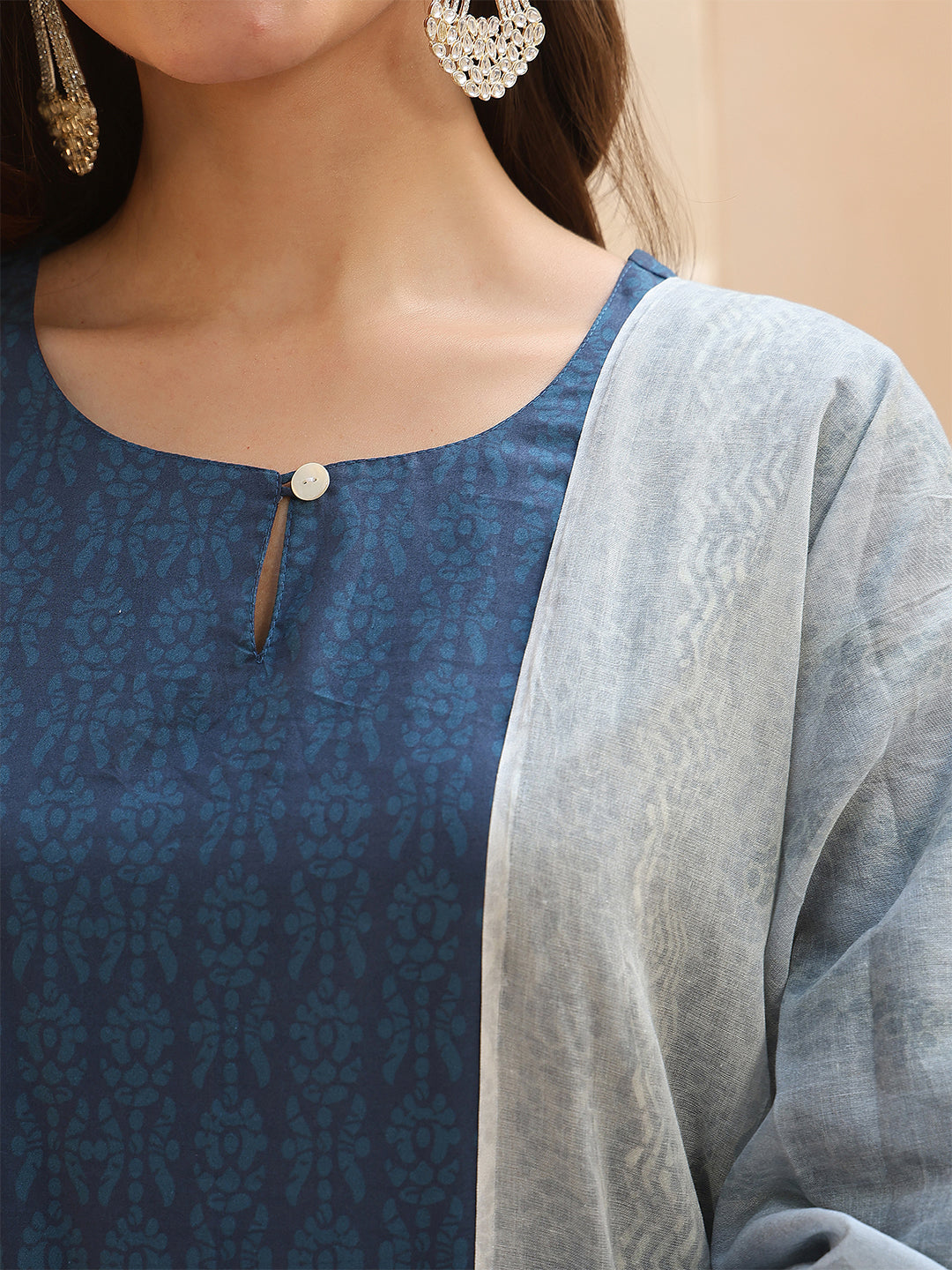 Indigo Radiance – Pure Cotton Digital Print Suit Set