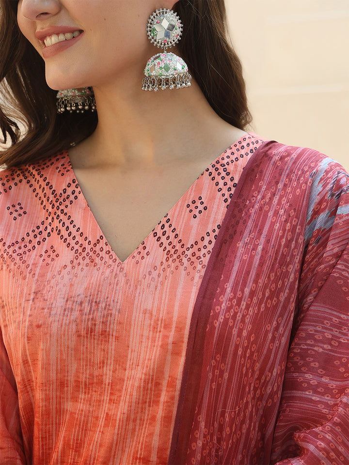 Sunset Radiance – Orange Cotton Straight Suit Set