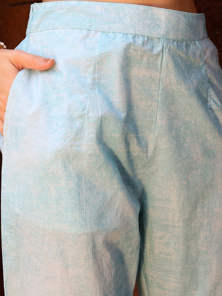 Aqua Blossom Straight Suit Set