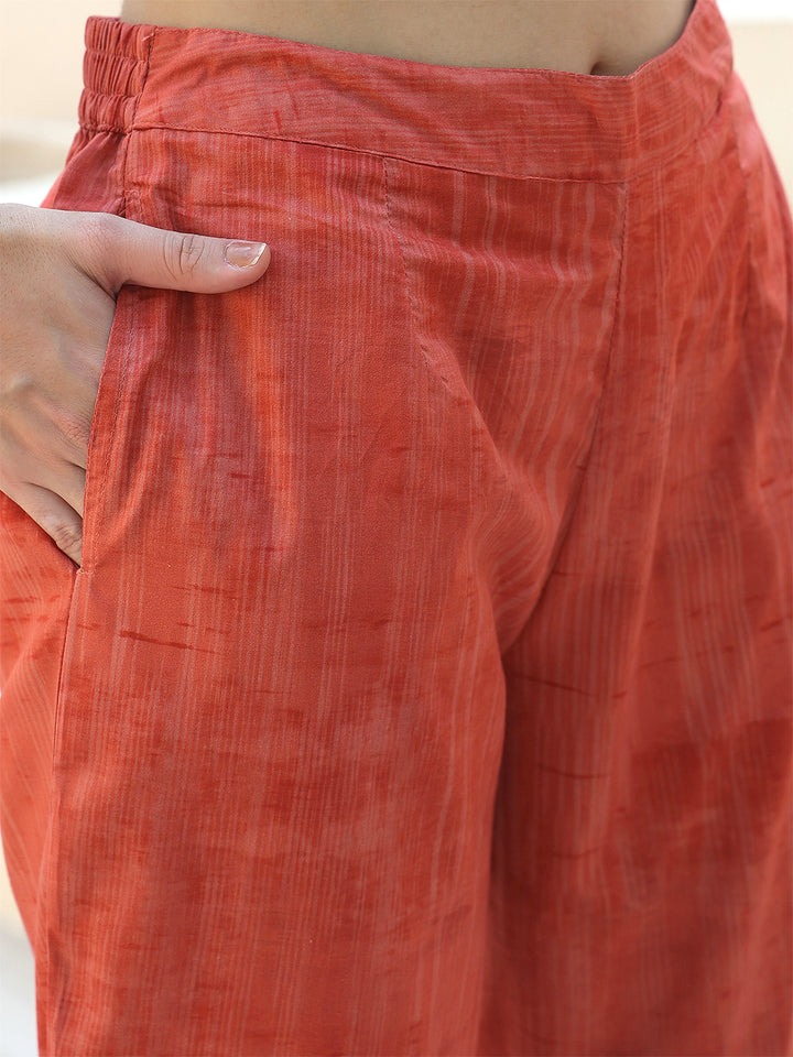Sunset Radiance – Orange Cotton Straight Suit Set