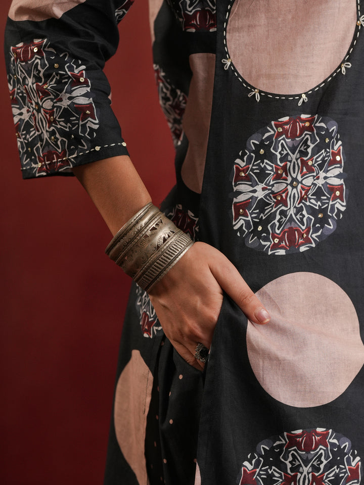 Chandrika Polka | Black Ajrakh Cotton Suit Set