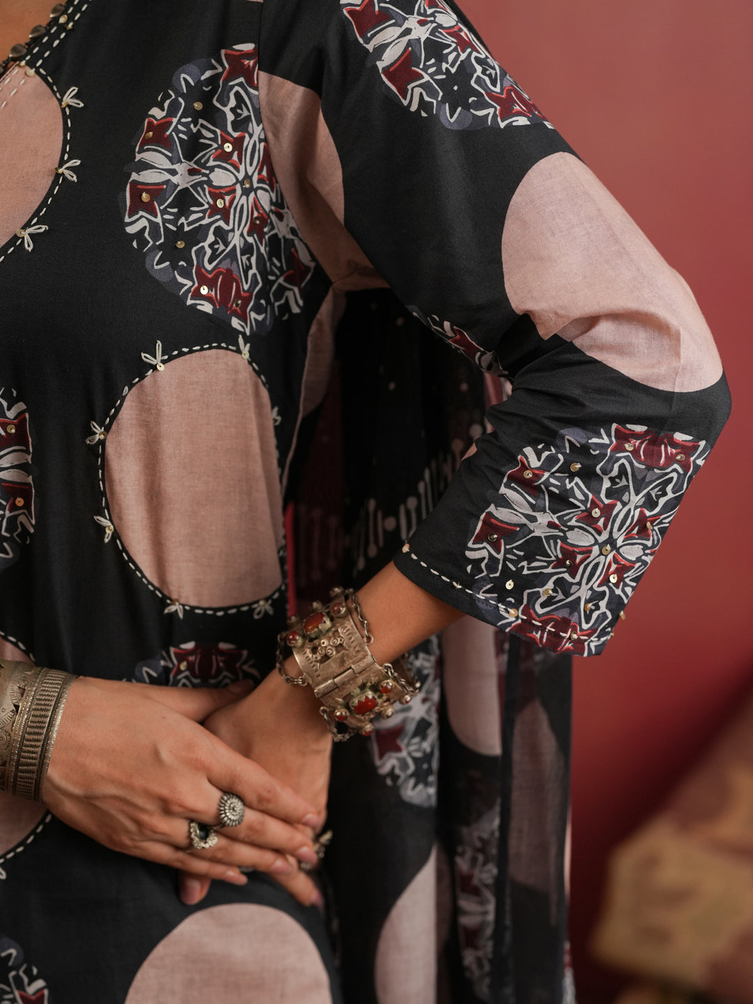 Chandrika Polka | Black Ajrakh Cotton Suit Set