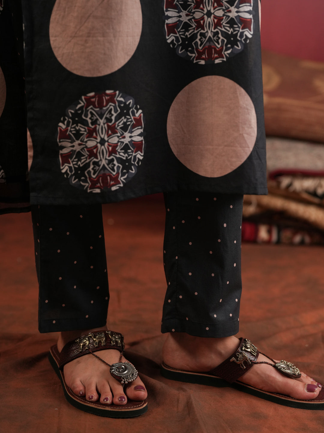 Chandrika Polka | Black Ajrakh Cotton Suit Set