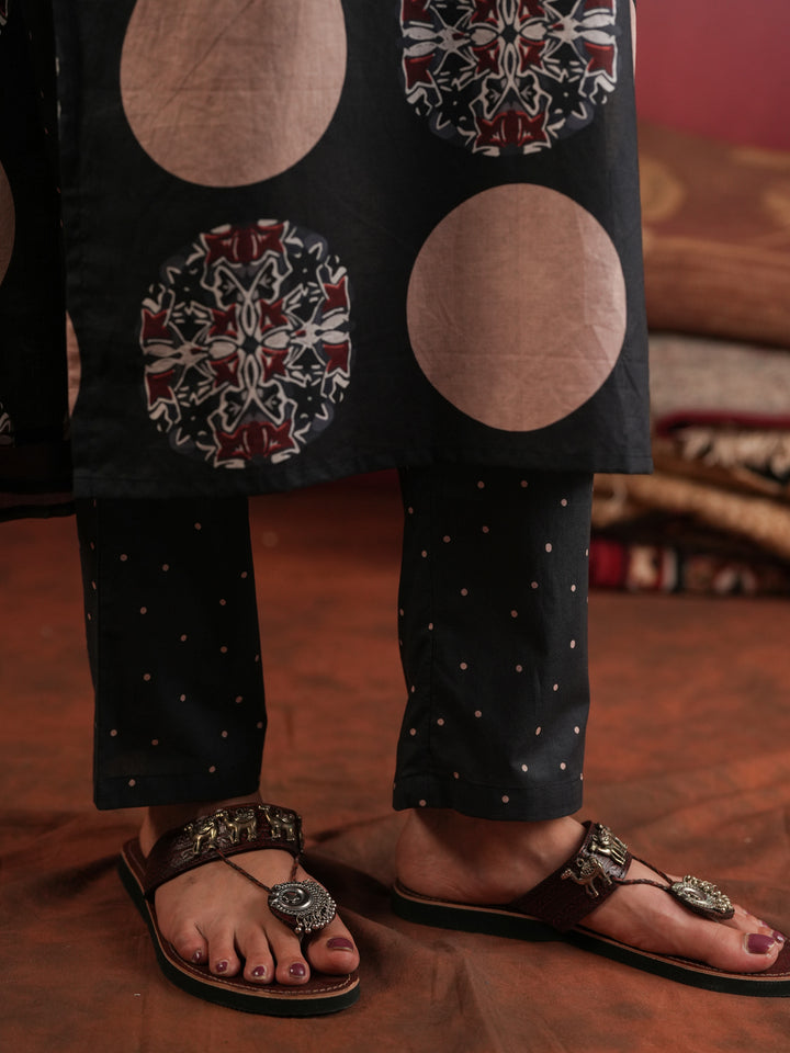 Chandrika Polka | Black Ajrakh Cotton Suit Set