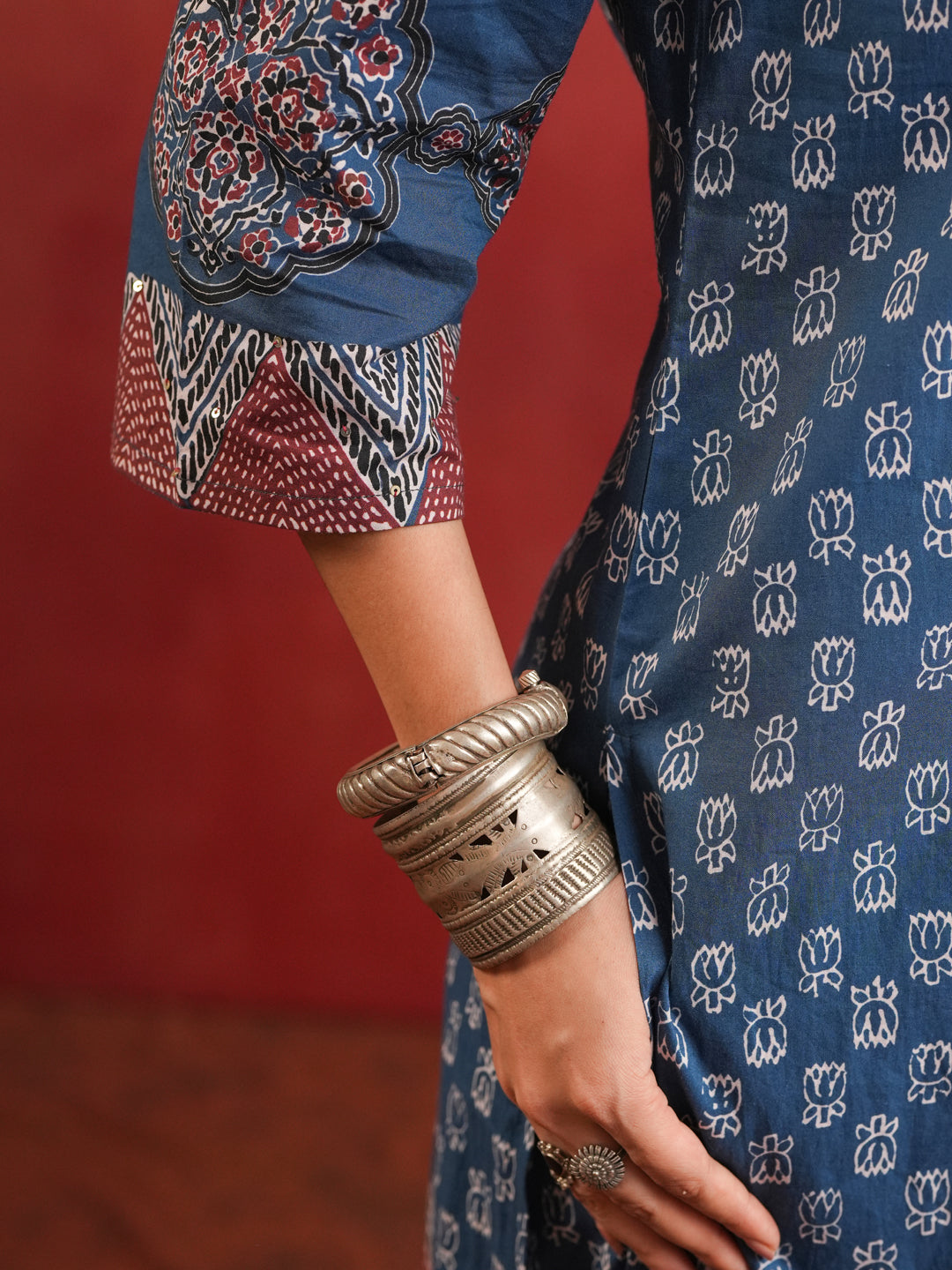 Surmai Mandala | Indigo Ajrakh Cotton Suit Set