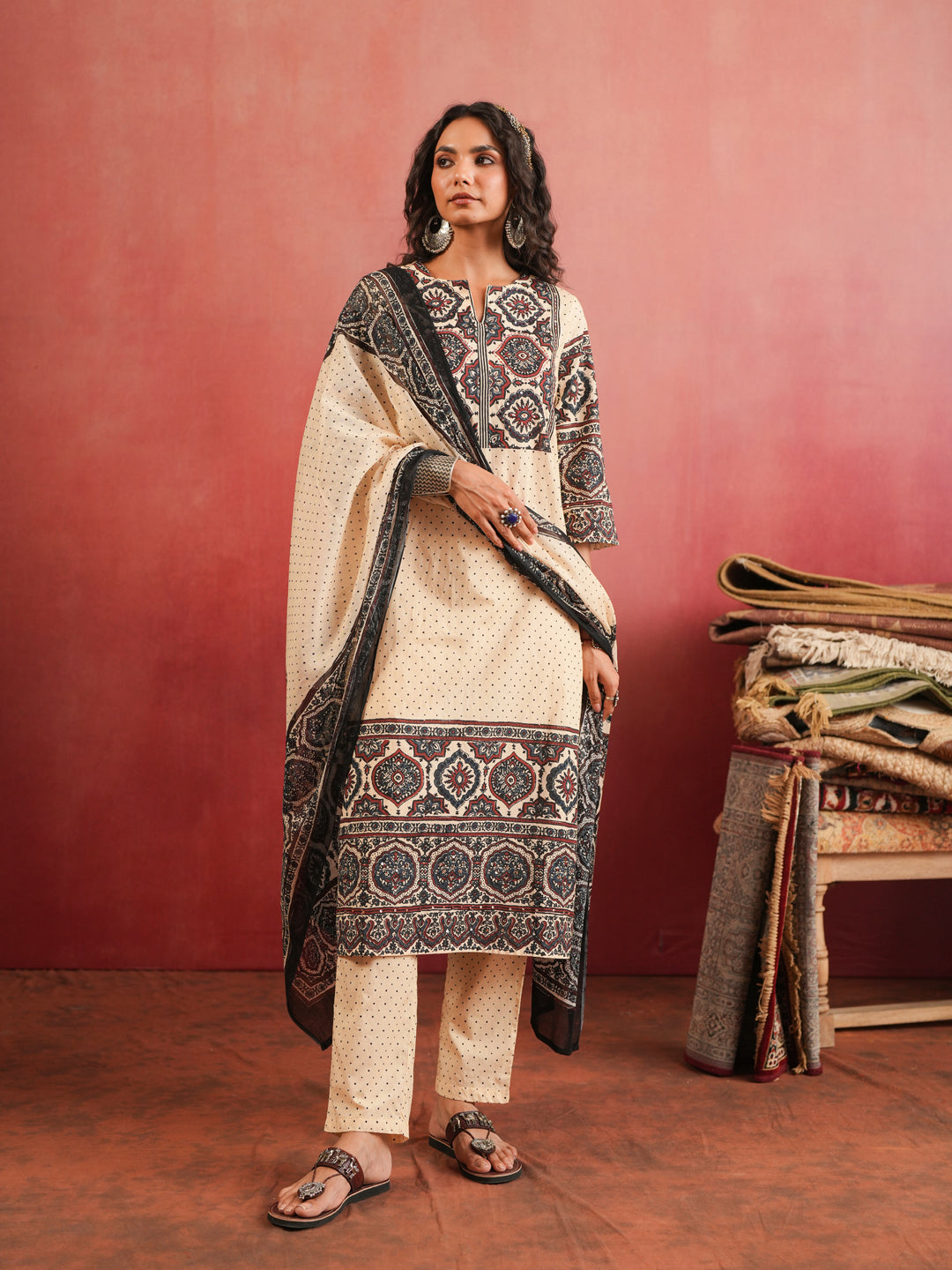 Gulraiz Ajrakh Suit Set