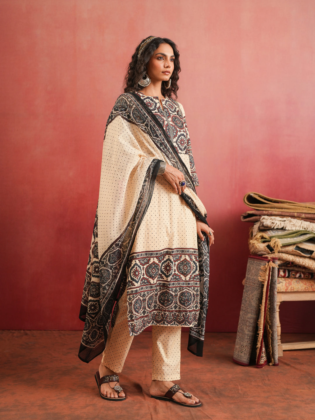 Gulraiz Ajrakh Suit Set