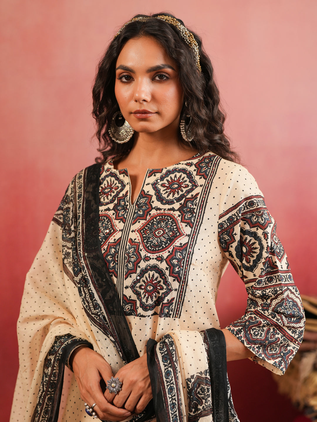 Gulraiz Ajrakh Suit Set