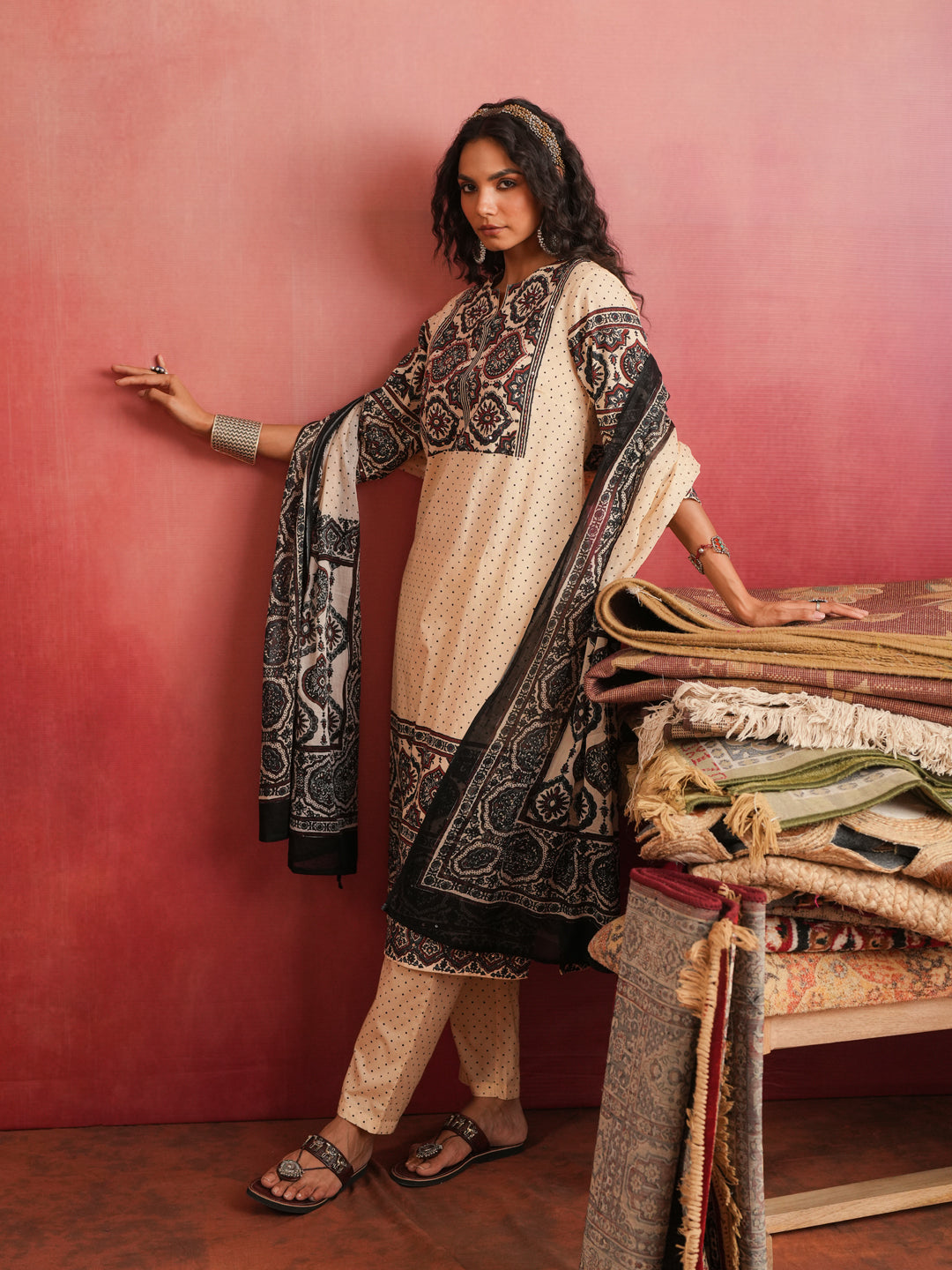Gulraiz Ajrakh Suit Set
