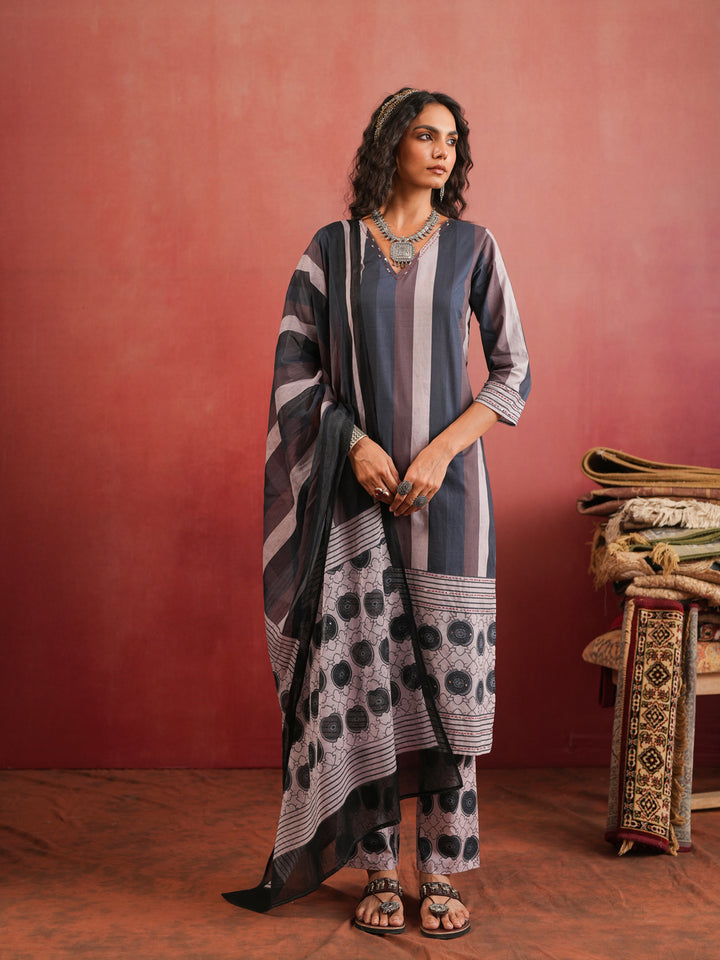 Shahnaz Ajrakh Suit Set