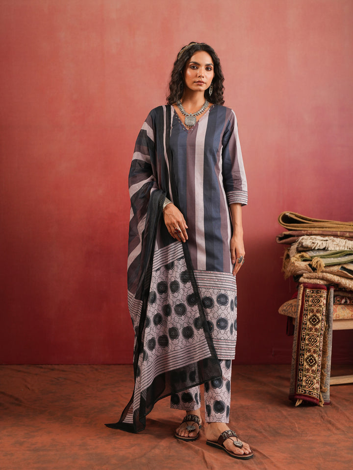 Shahnaz Ajrakh Suit Set
