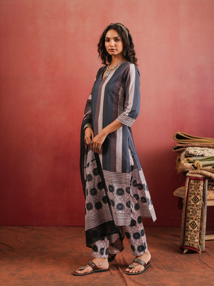Shahnaz Ajrakh Suit Set