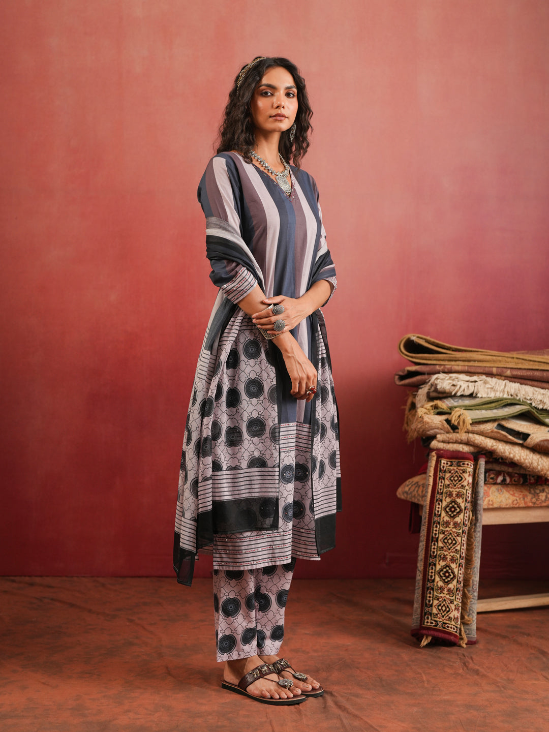 Shahnaz Ajrakh Suit Set
