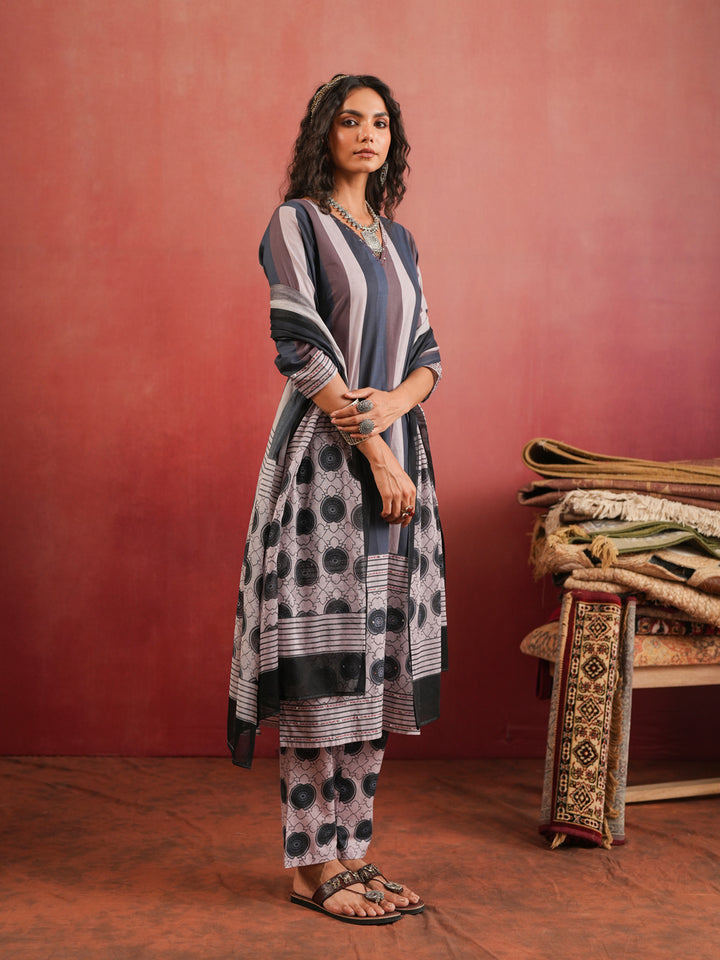 Shahnaz Ajrakh Suit Set