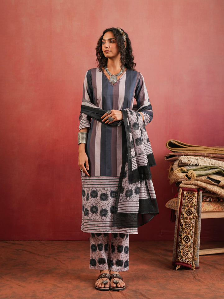 Shahnaz Ajrakh Suit Set