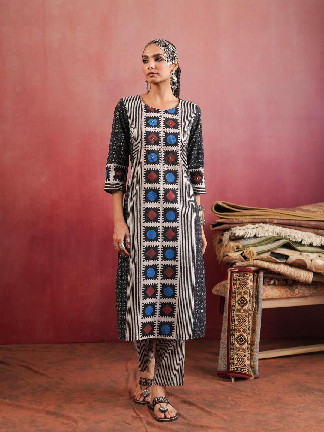 Surmayi Ajrakh Suit Set