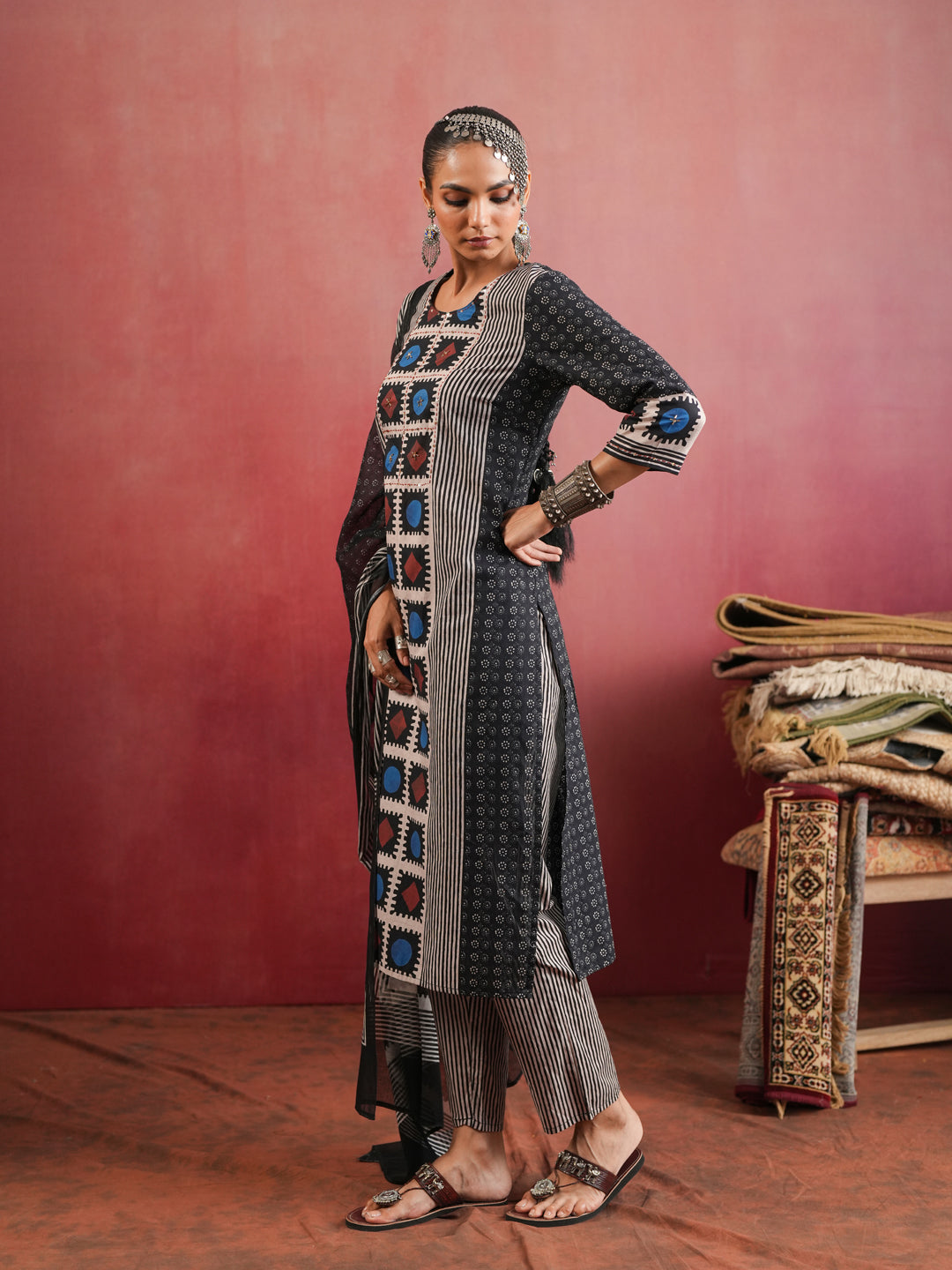 Surmayi Ajrakh Suit Set