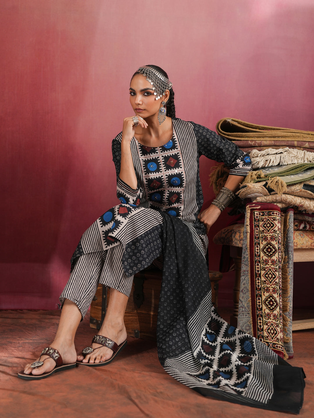 Surmayi Ajrakh Suit Set