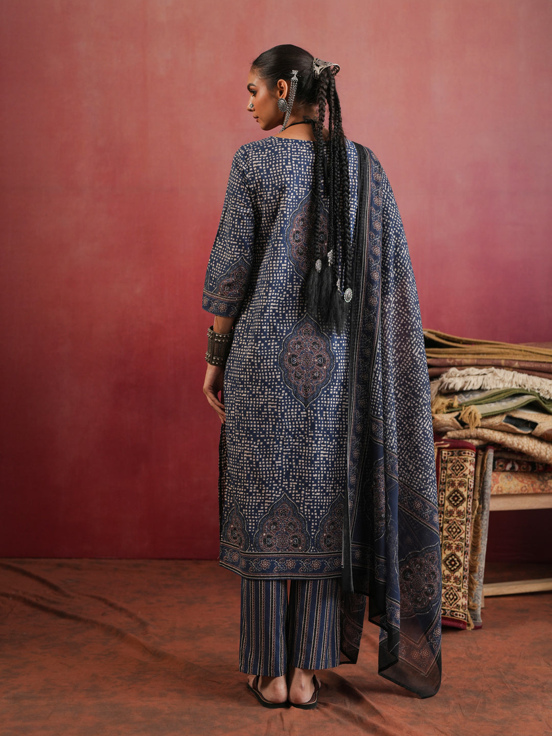 Neelkanth Ajrakh Suit Set