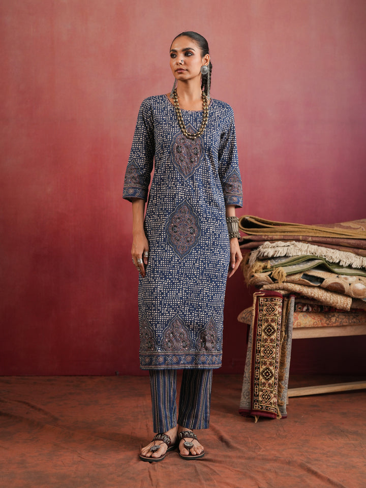 Neelkanth Ajrakh Suit Set