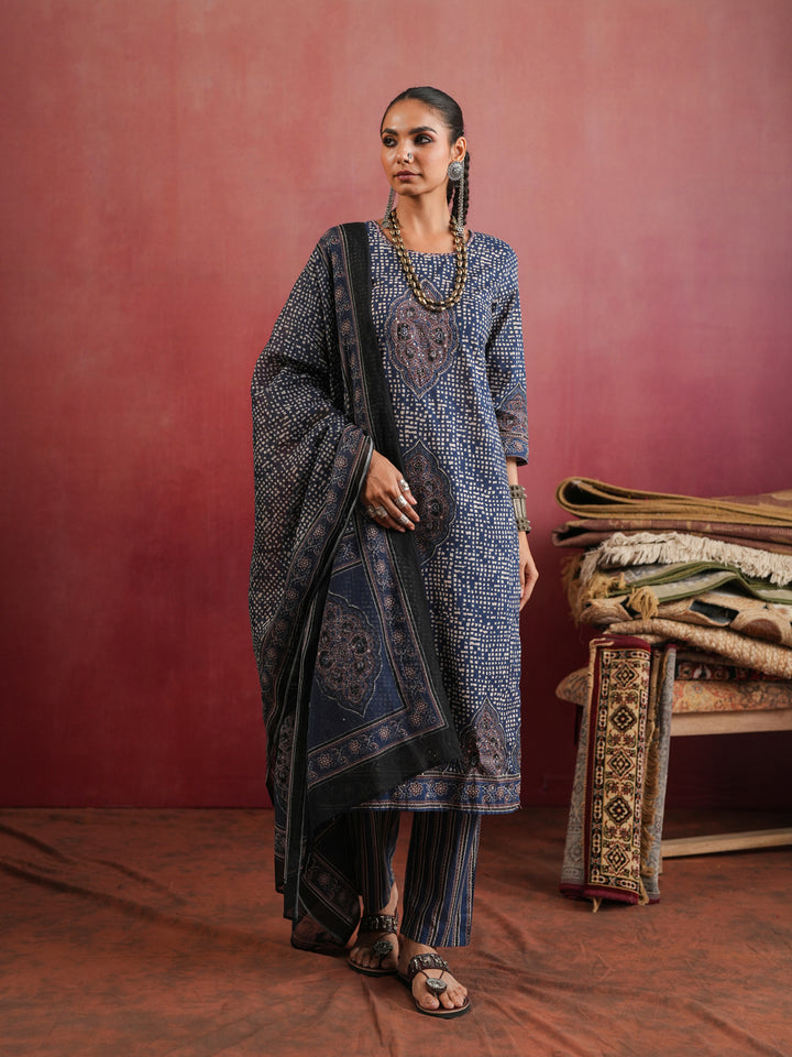 Neelkanth Ajrakh Suit Set