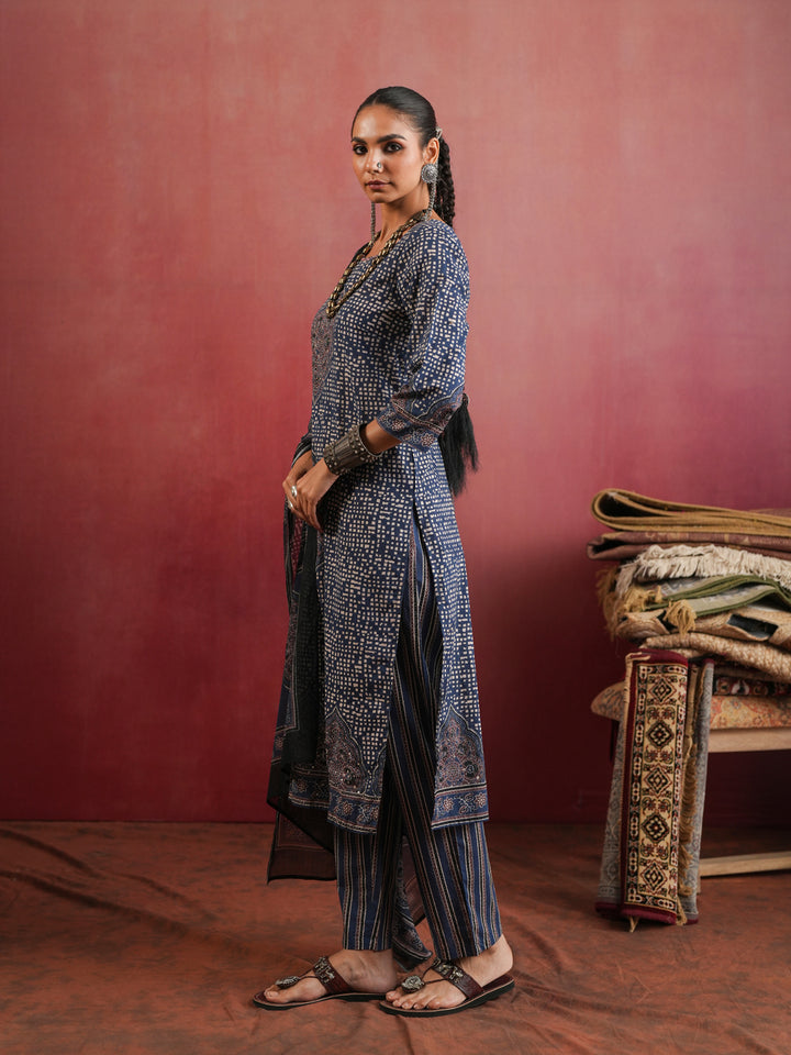 Neelkanth Ajrakh Suit Set