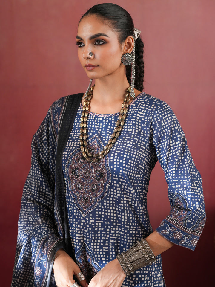 Neelkanth Ajrakh Suit Set