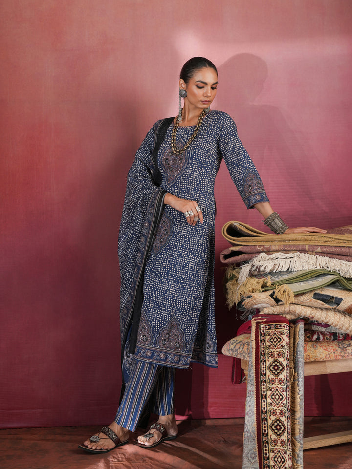 Neelkanth Ajrakh Suit Set