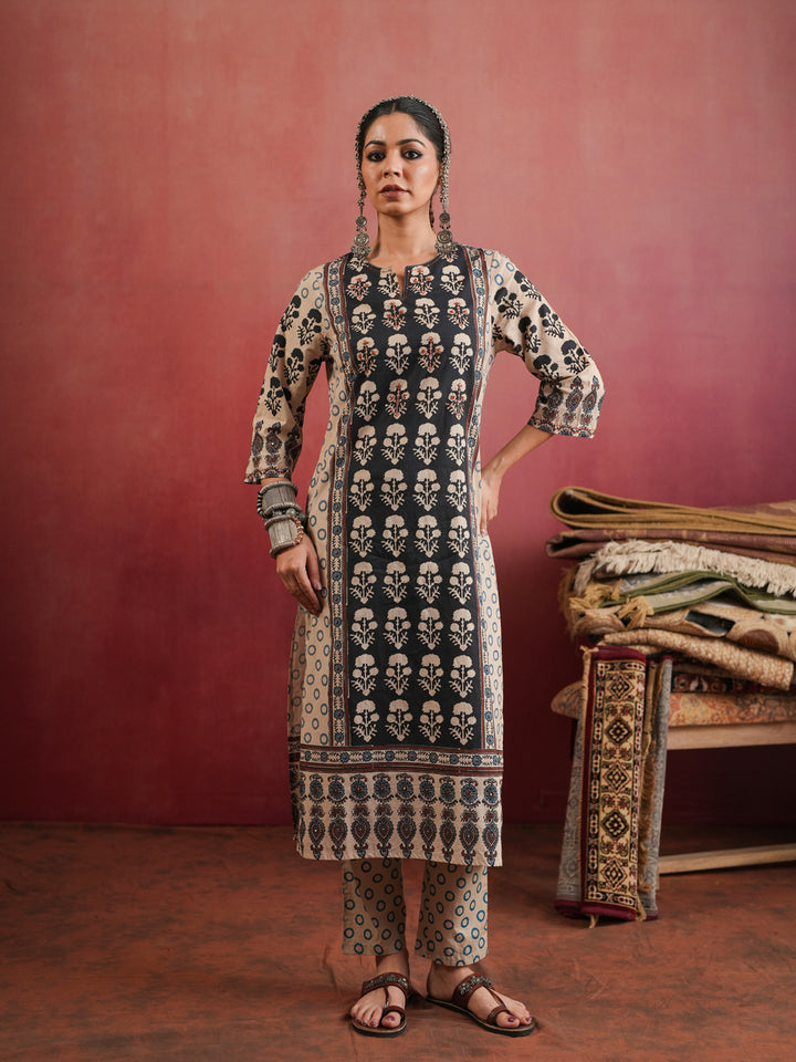 Kesar Gul Ajrakh Suit Set
