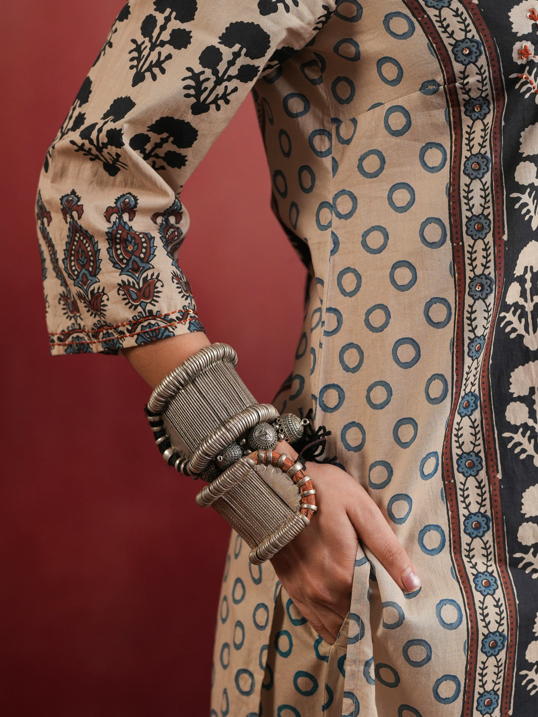 Kesar Gul Ajrakh Suit Set