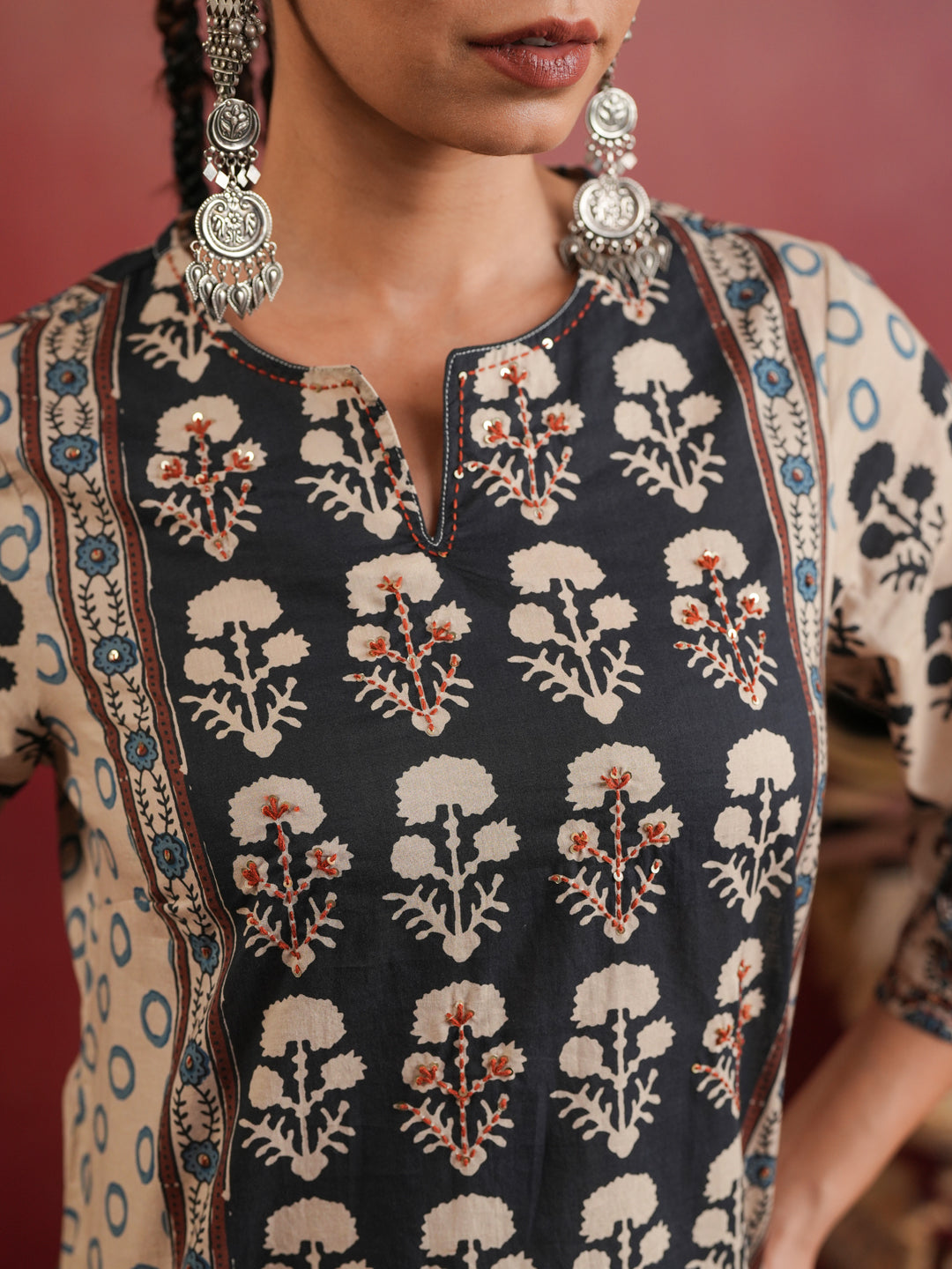 Kesar Gul Ajrakh Suit Set