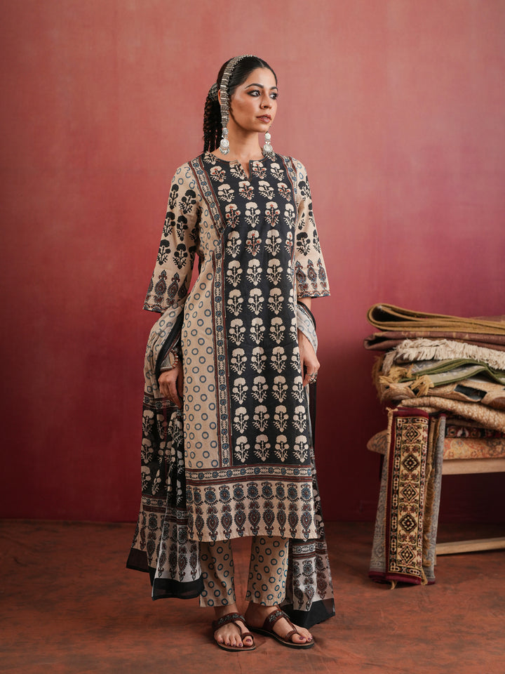 Kesar Gul Ajrakh Suit Set