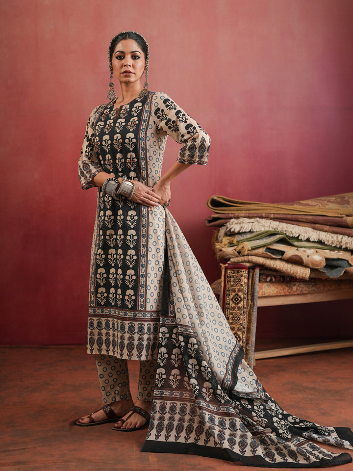 Kesar Gul Ajrakh Suit Set