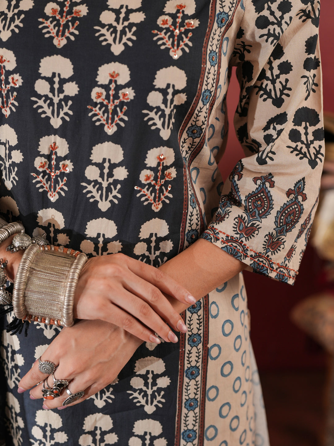 Kesar Gul Ajrakh Suit Set