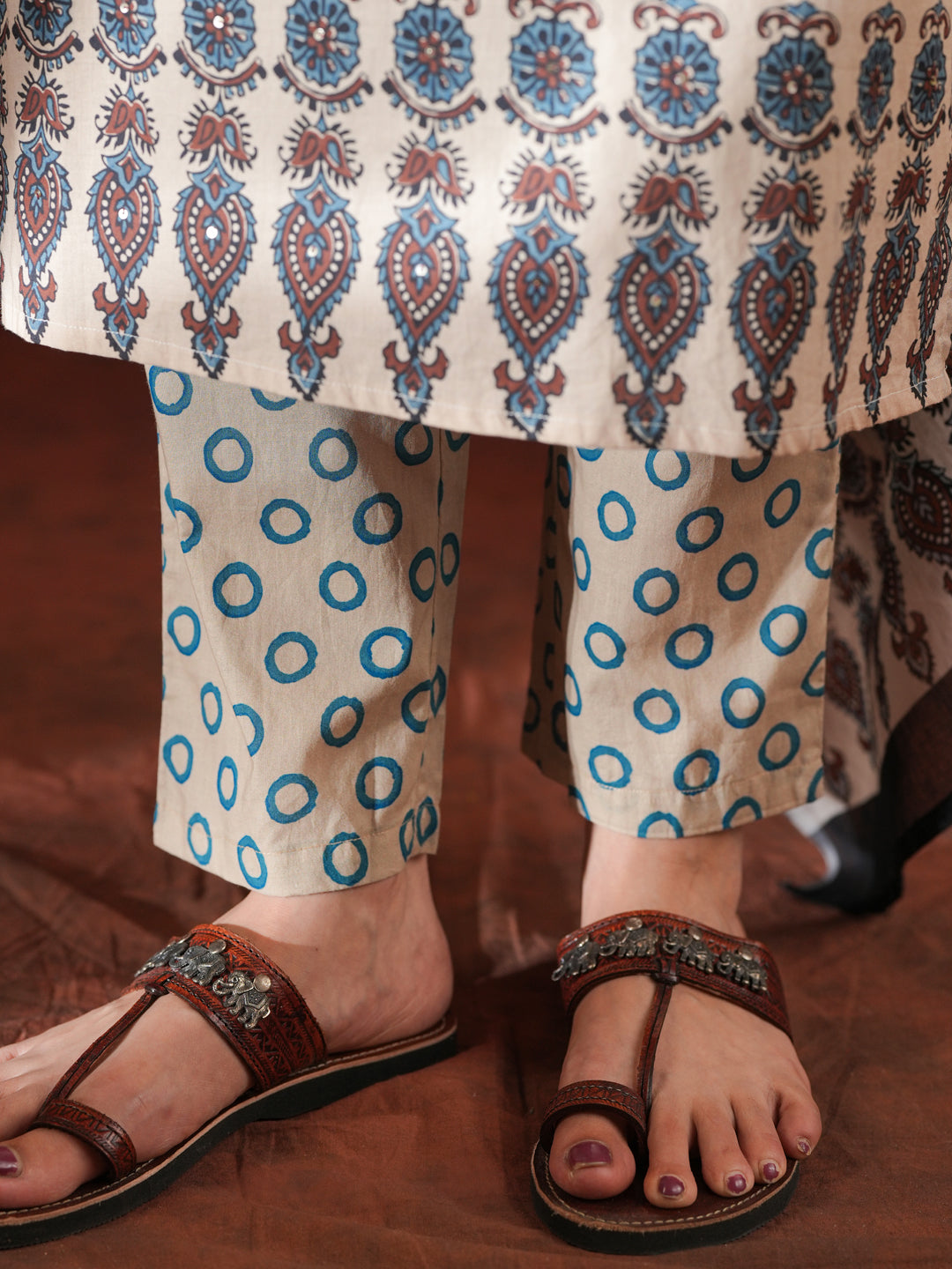 Kesar Gul Ajrakh Suit Set