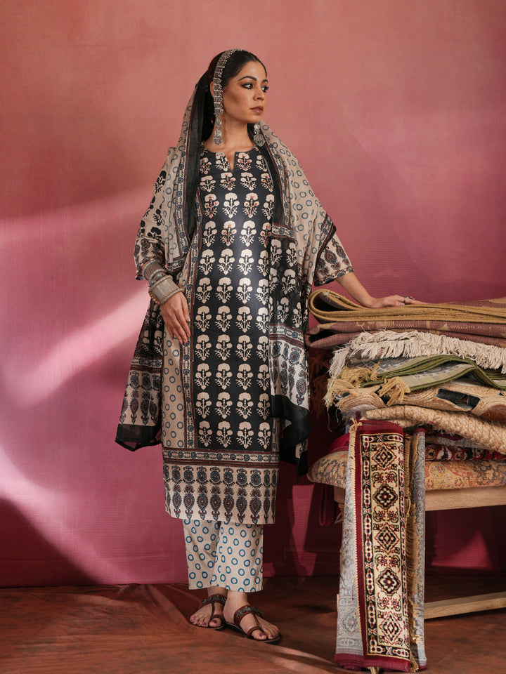 Kesar Gul Ajrakh Suit Set