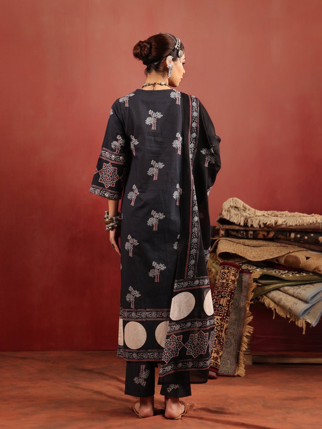 Chandni Raag | Black Ajrakh Cotton Suit Set