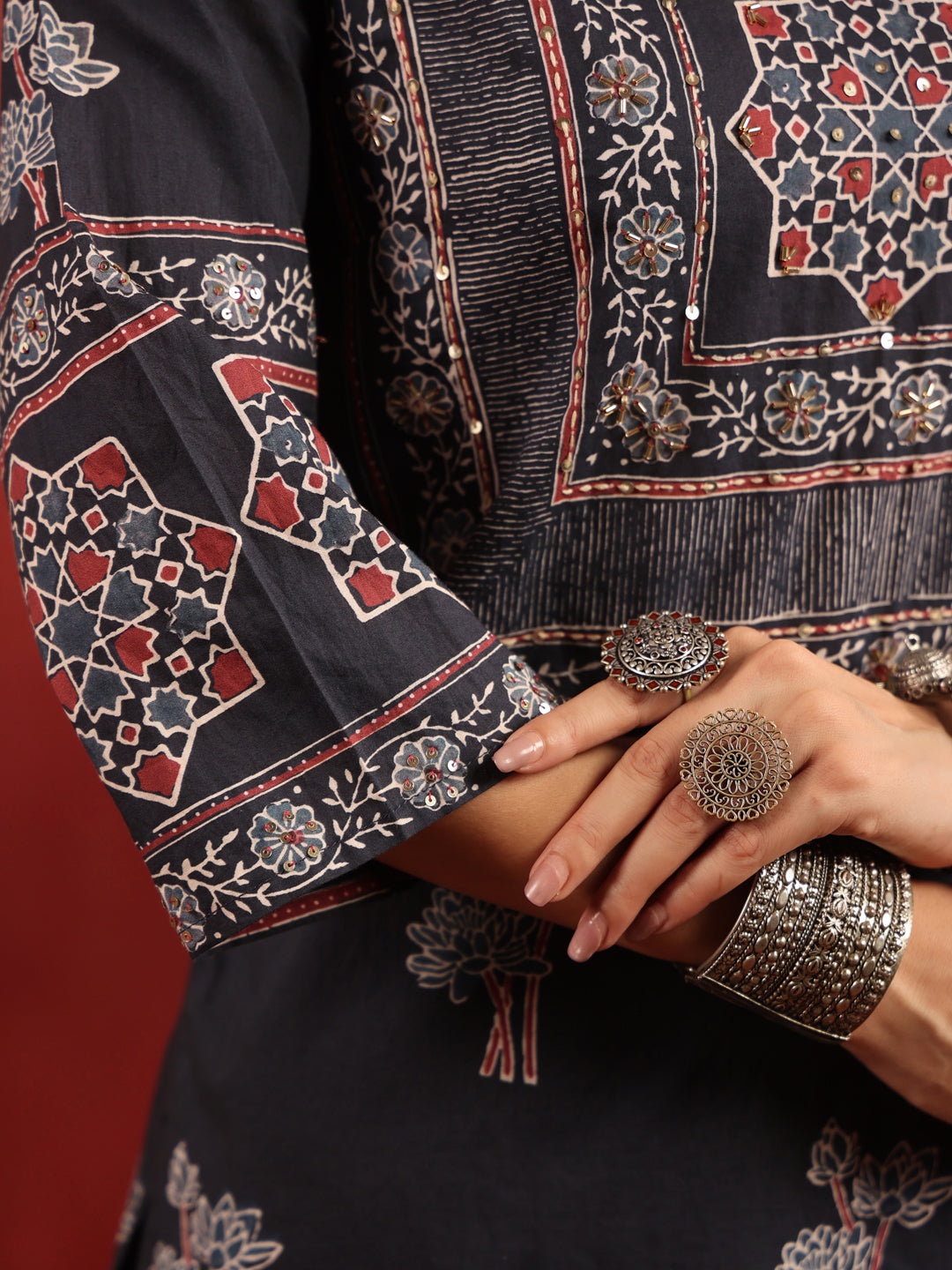Chandni Raag | Black Ajrakh Cotton Suit Set