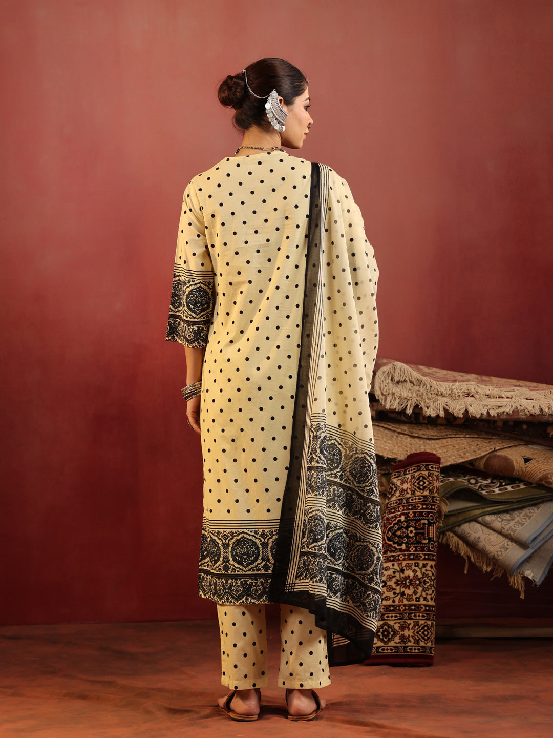 Tarini | Butter Polka Ajrakh Suit Set
