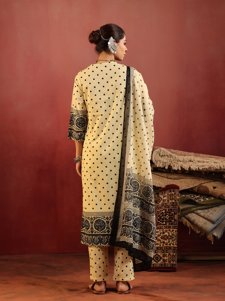 Tarini | Butter Polka Ajrakh Suit Set